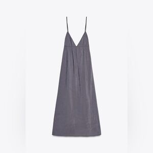 Zara Gray Flowy Midi Slip Dress